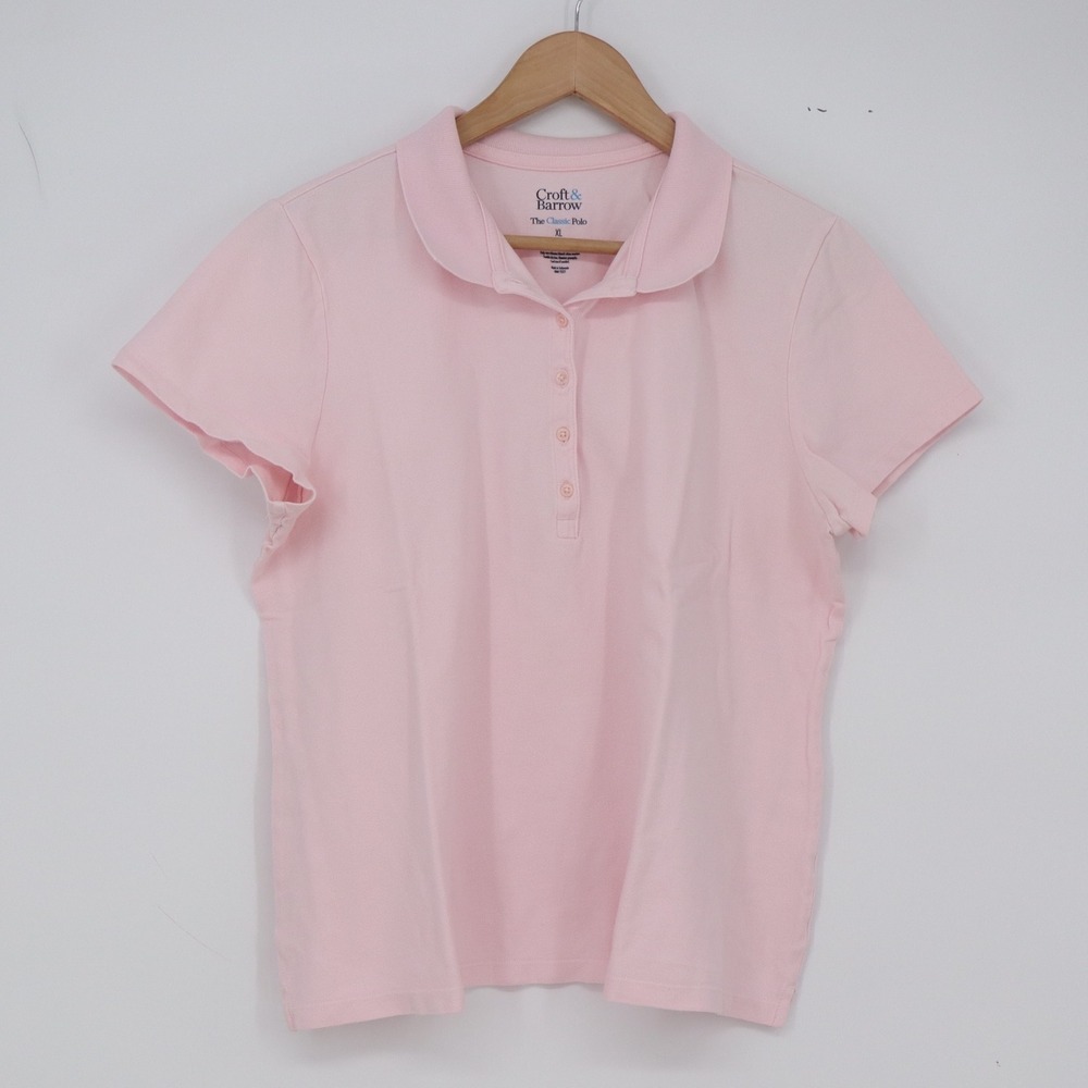 Croft & Barrow Polo Womens XL The Classic Polo Pink Stretch Short Sleeve